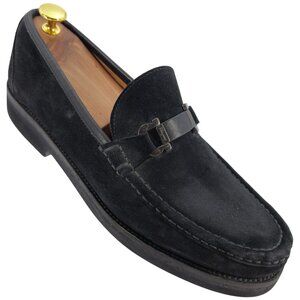 Salvatore Ferragamo Black Suede Gancini Bit Loafers Mens 10D Italian Dress Shoes